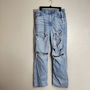American eagle highest rise baggy distressed jeans sz 16